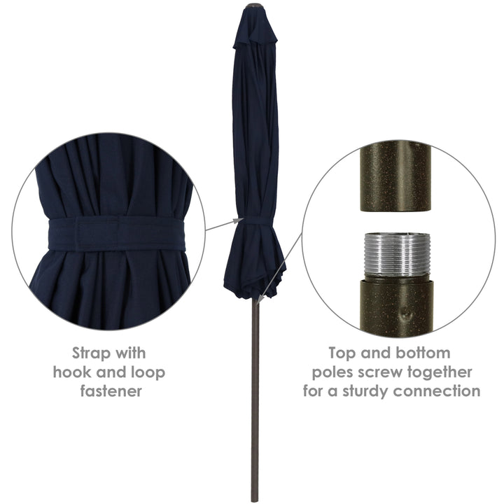 Sunnydaze 9 ft Sunbrella Patio Umbrella with Tilt and Crank - Navy Blue Image 3