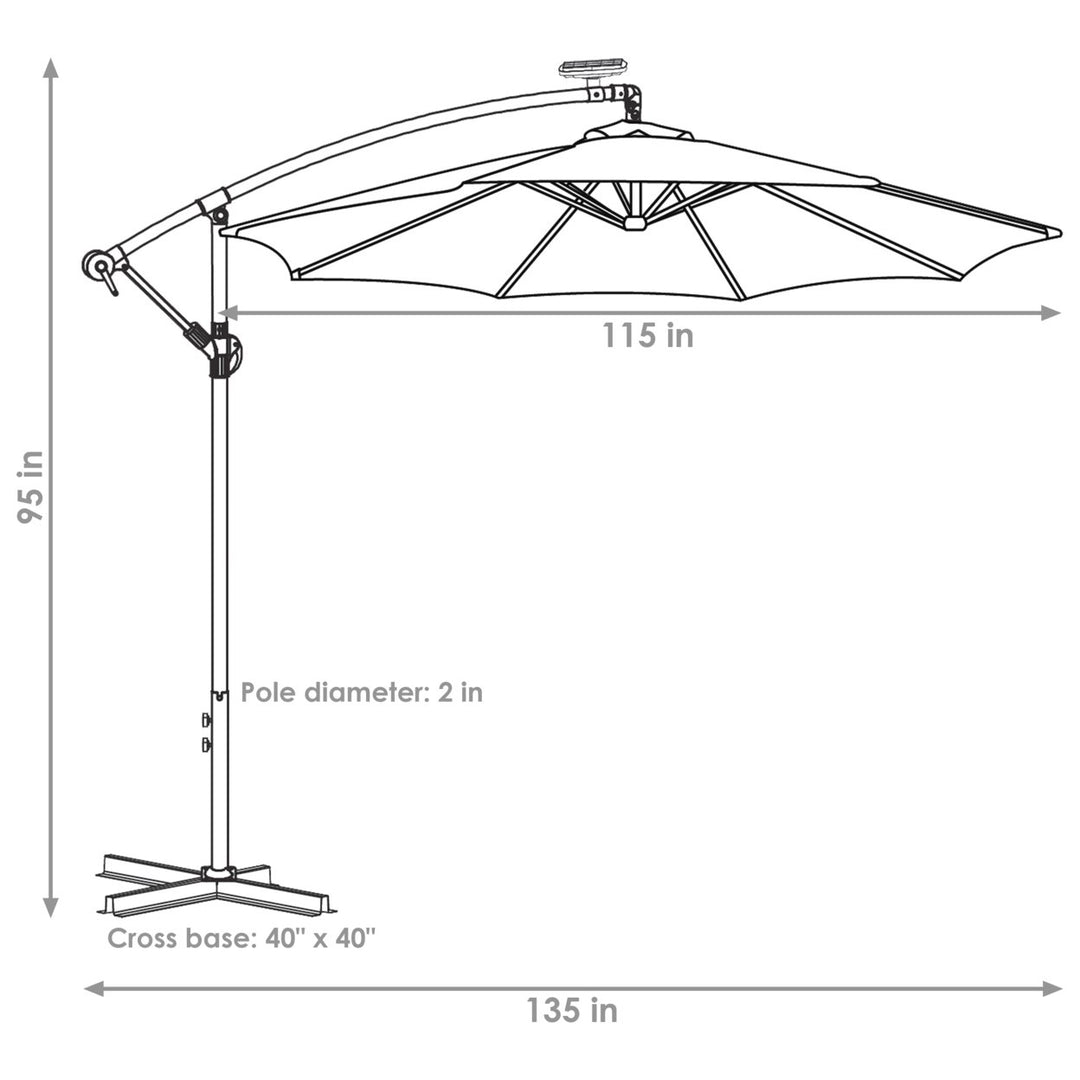 Sunnydaze 9.5 ft Solar Cantilever Offset Patio Umbrella - Emerald Image 3