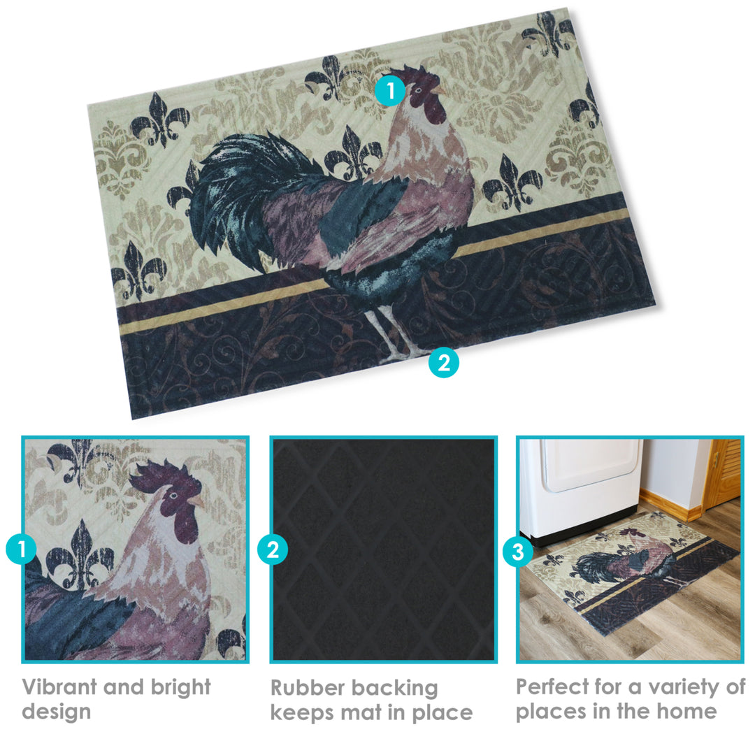 Sunnydaze Indoor Kitchen Floor Mat - Brown Rooster - 23 in x 35 in Image 2