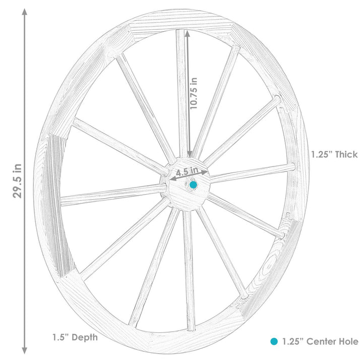 Sunnydaze Wagon Wheel Indoor/Outdoor Statue - 29 in - Set of 2 - White Image 2
