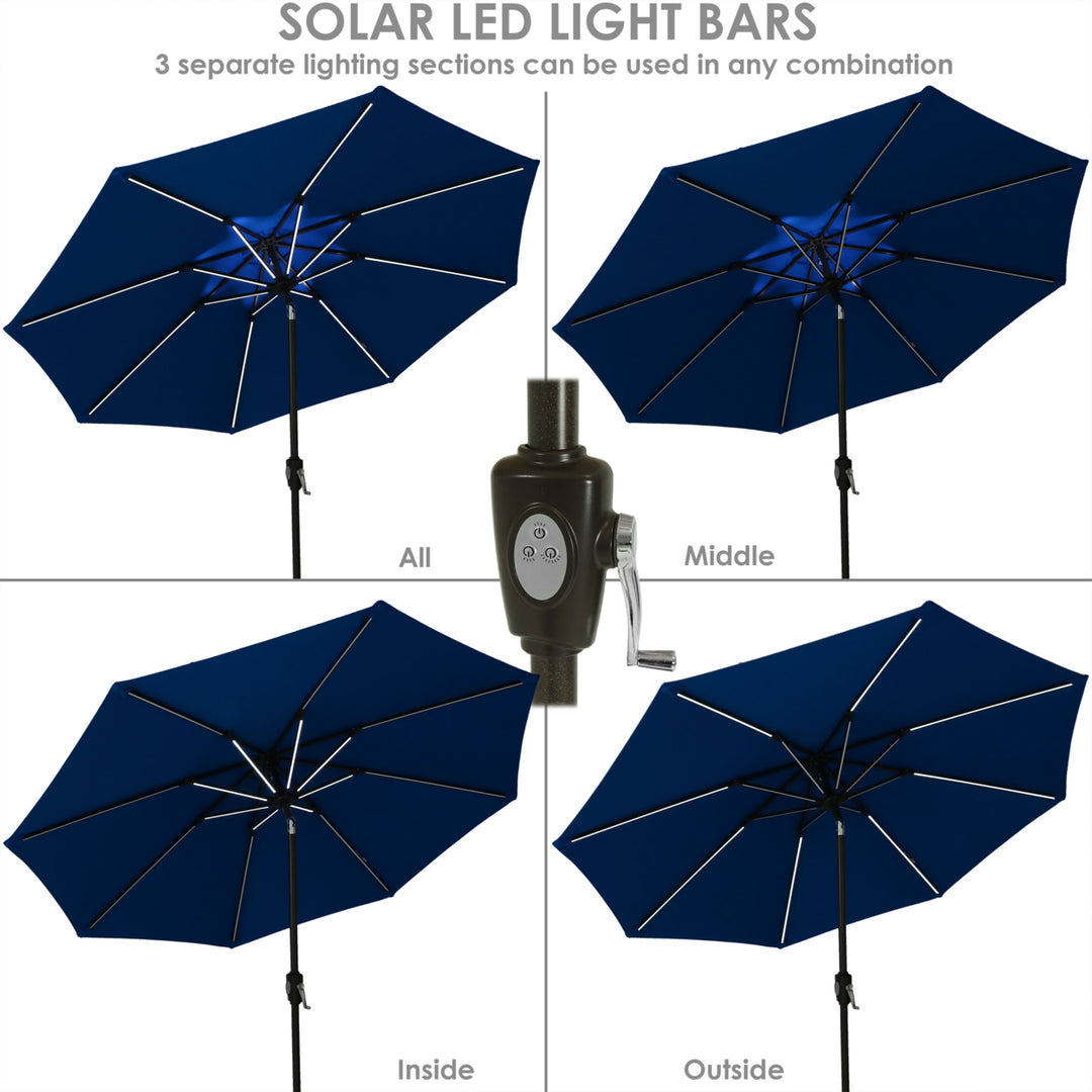 Sunnydaze 9 ft Solar Sunbrella Patio Umbrella with Tilt - Pacific Blue Image 4