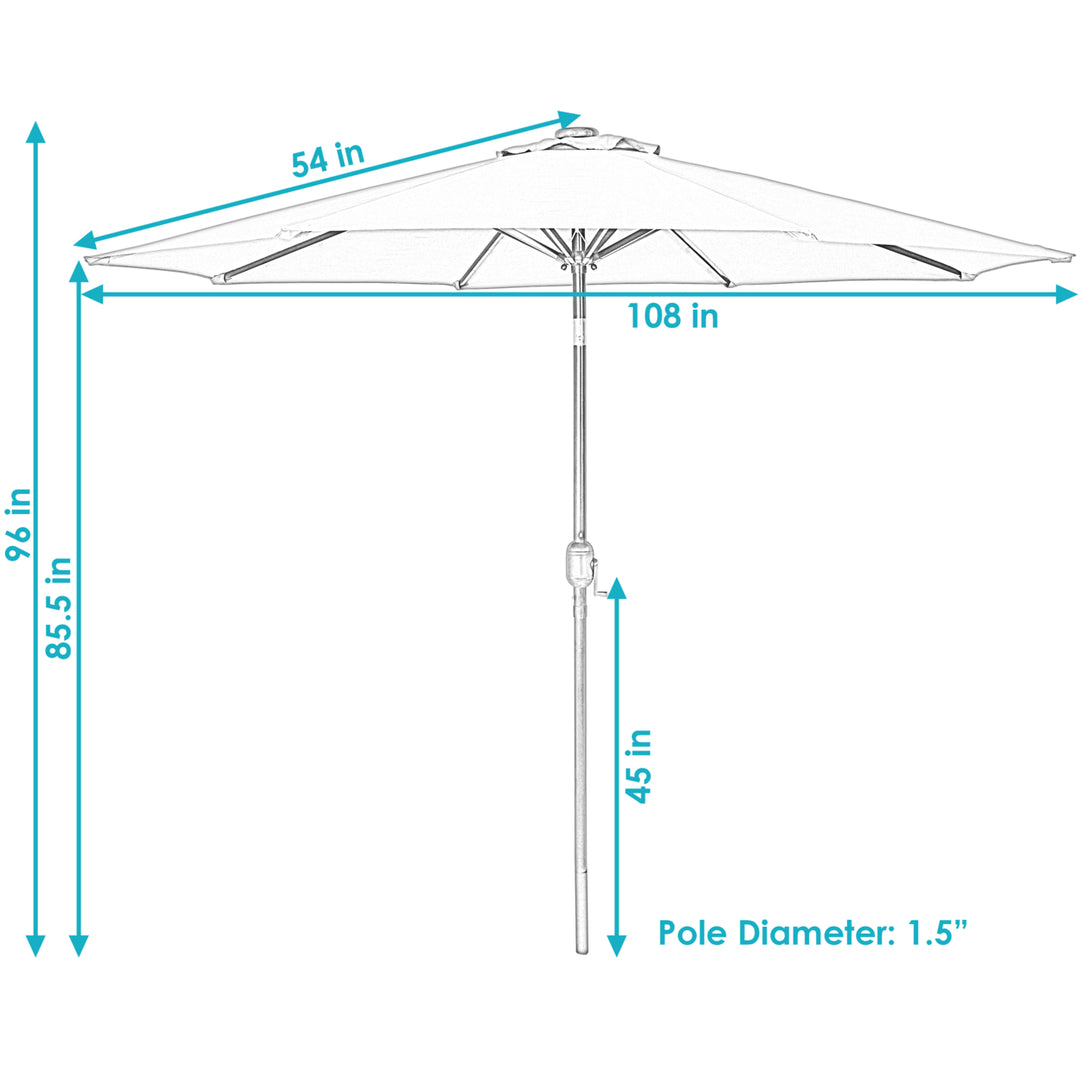 Sunnydaze 9 ft Solar Aluminum Patio Umbrella with Tilt and Crank - Gray Image 3