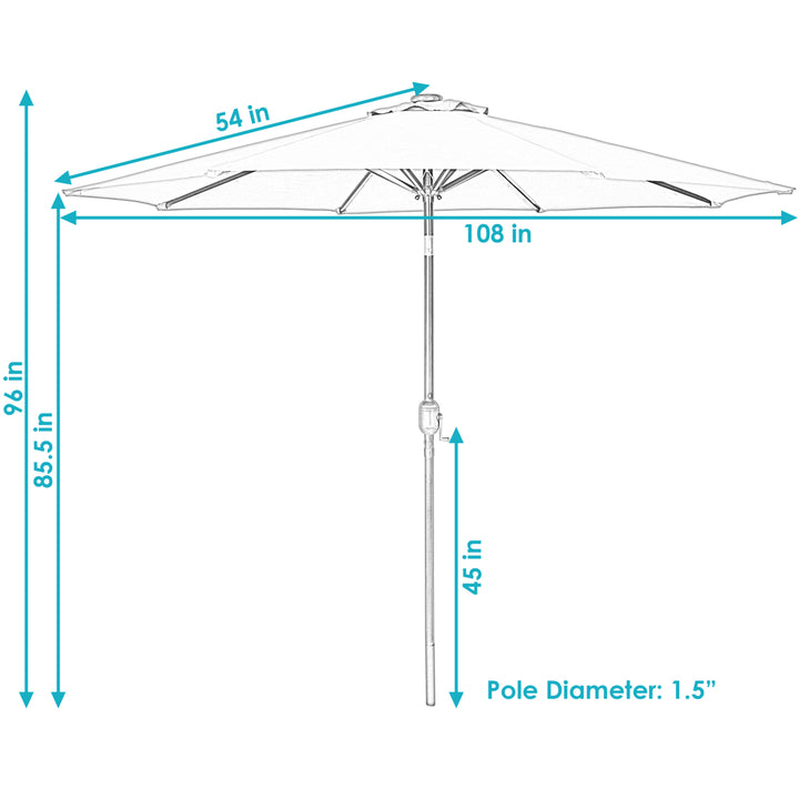 Sunnydaze 9 ft Solar Aluminum Patio Umbrella with Tilt and Crank - Gray Image 3