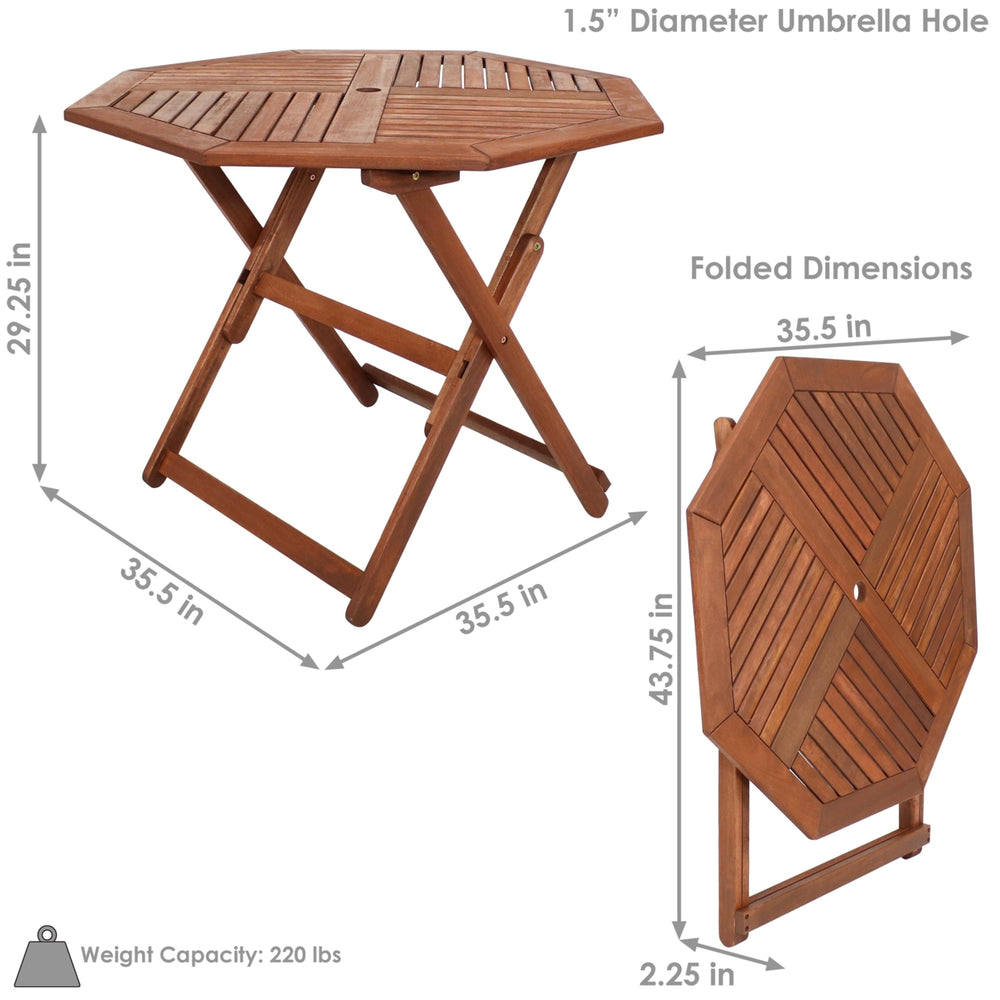 Sunnydaze 35.5 in Meranti Wood Folding Octagon Patio Dining Image 2