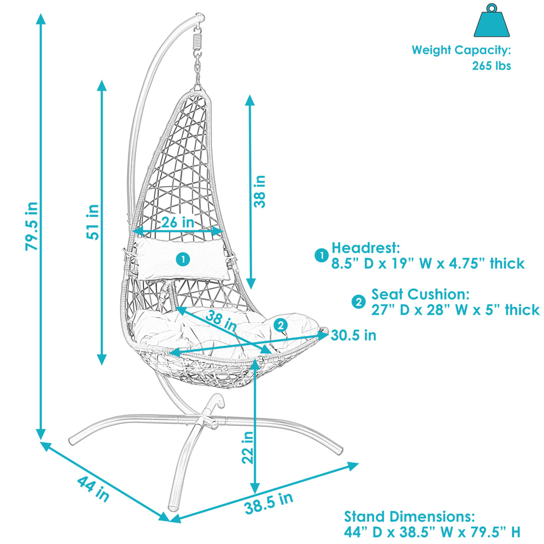 Sunnydaze Resin Wicker Lounge Chair with Steel Stand and Cushions - Red Image 3