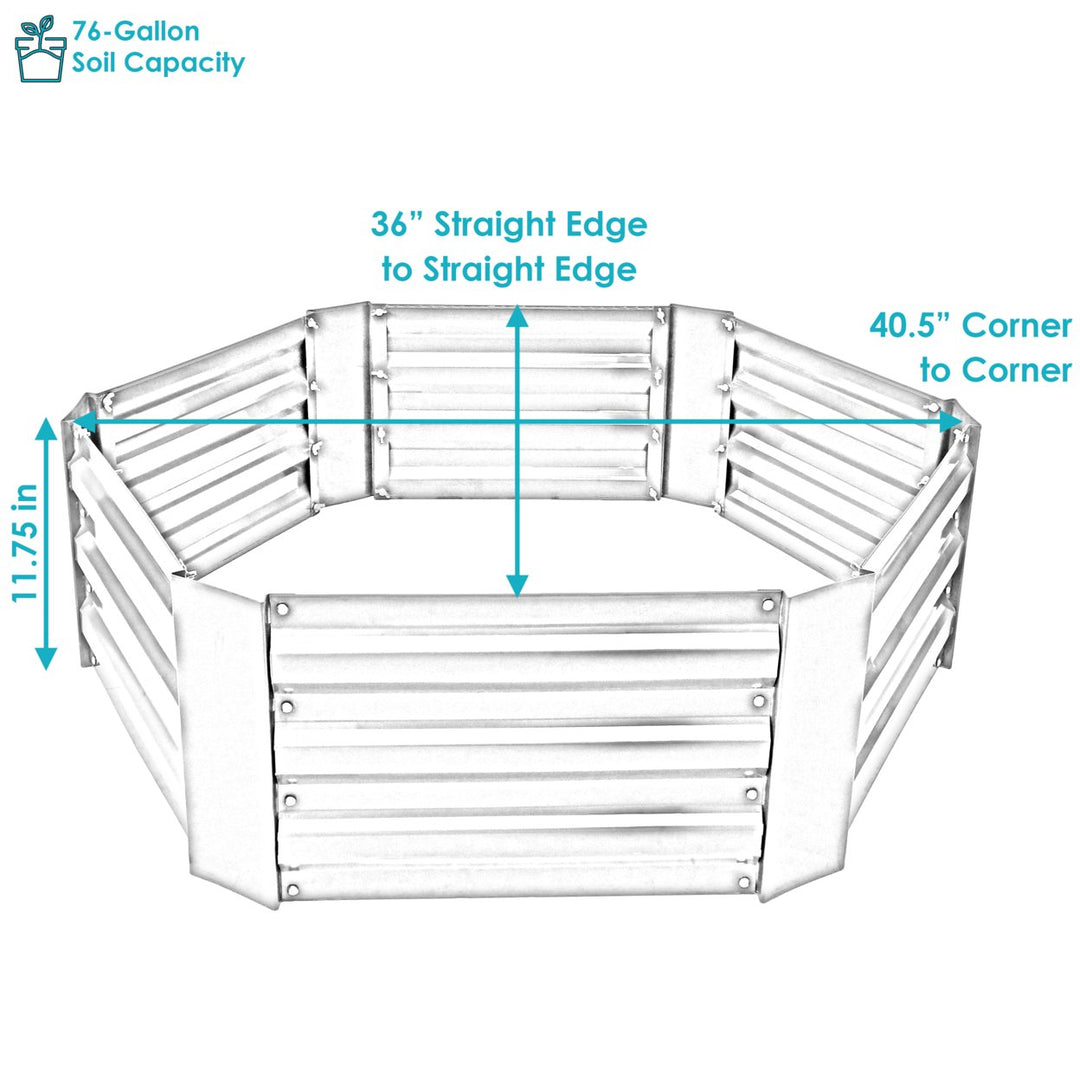 Sunnydaze Galvanized Steel Hexagon Raised Garden Bed - 40 in - Woodgrain Image 3