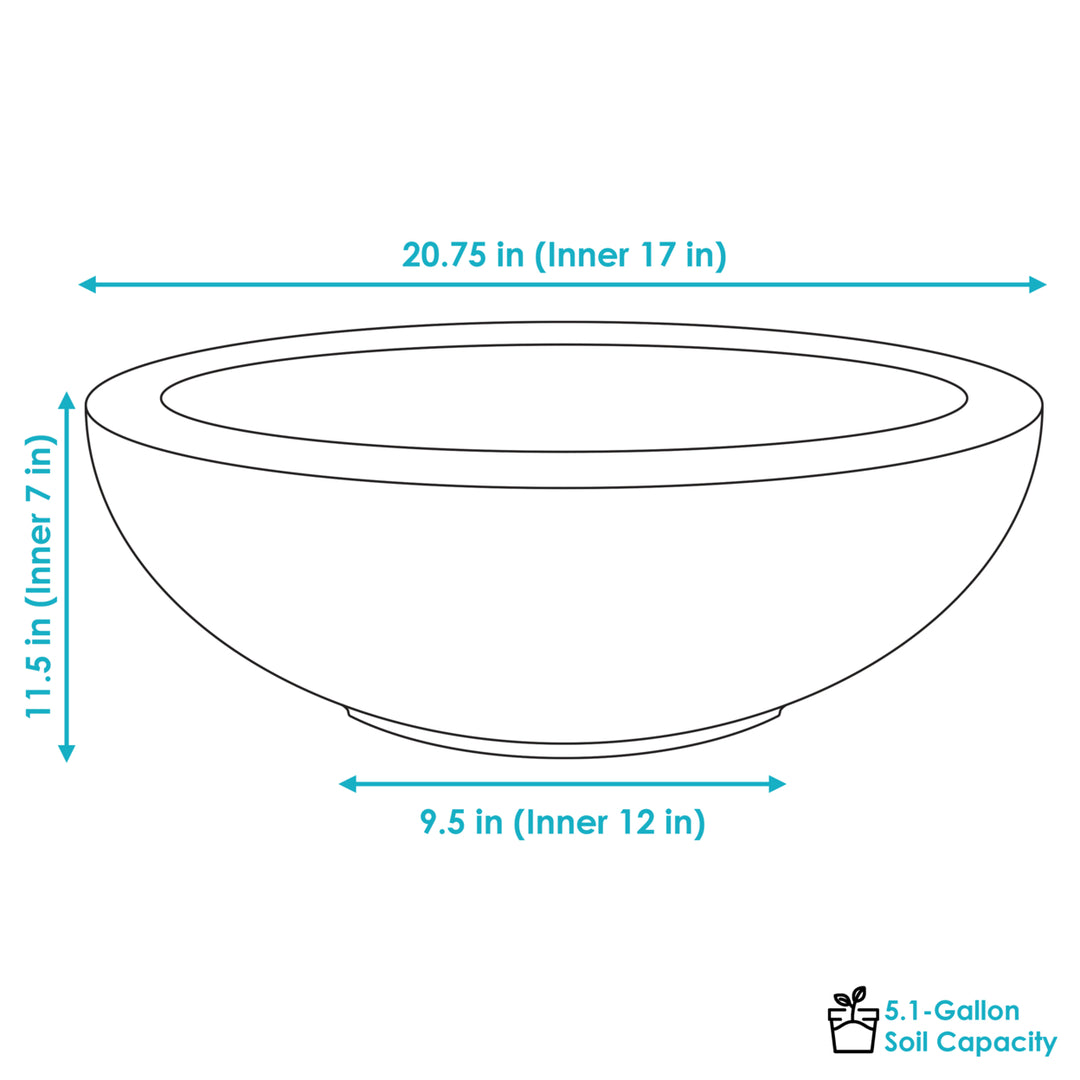 Sunnydaze 20.75 in Percival Round Polyresin Outdoor Planter - Sable Image 3