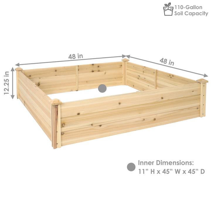 Sunnydaze Wooden Fir Square Raised Garden Bed - 48 in - Natural Image 3