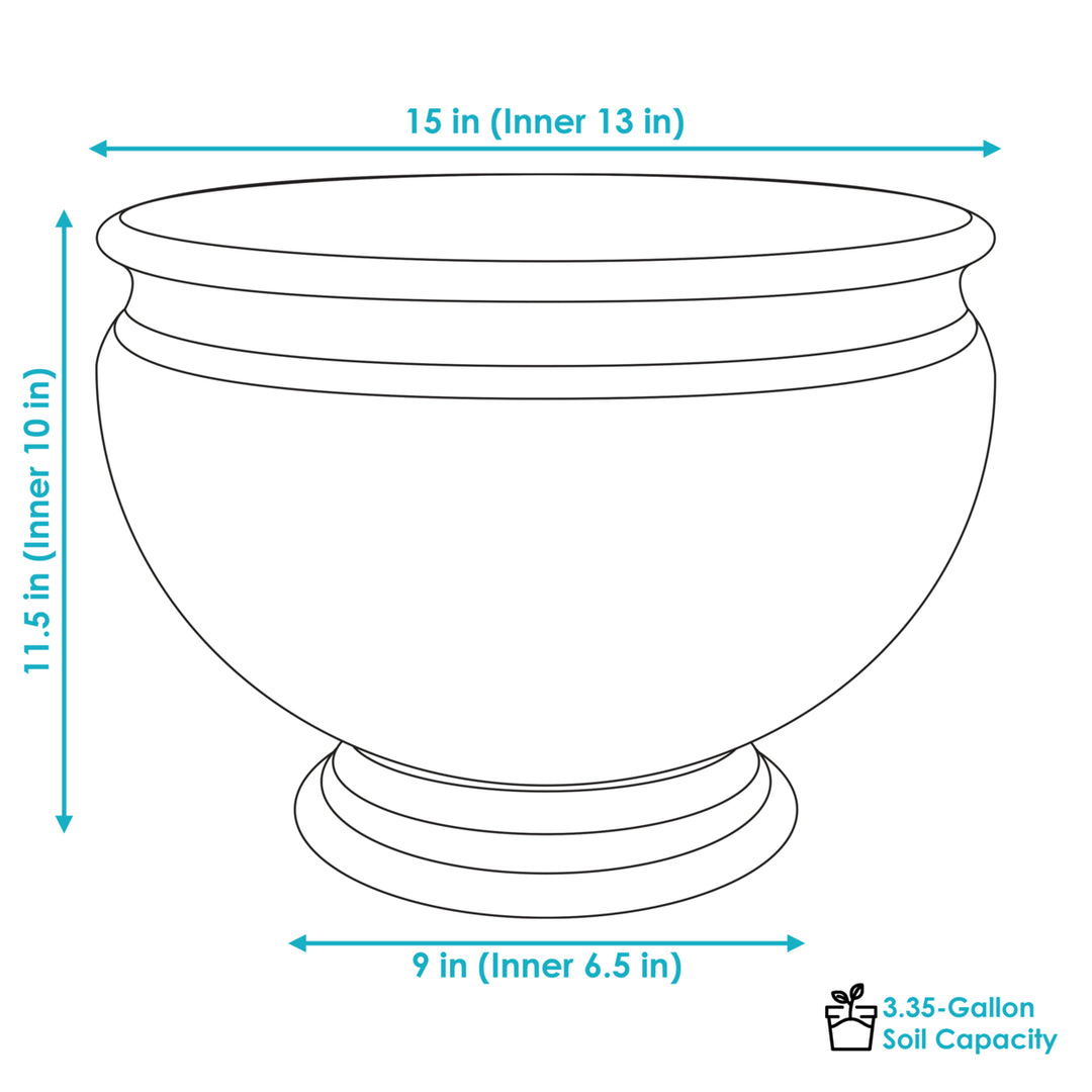 Sunnydaze 15 in Elizabeth Ribbed Urn Polyresin Planter - Rust - Set of 4 Image 3