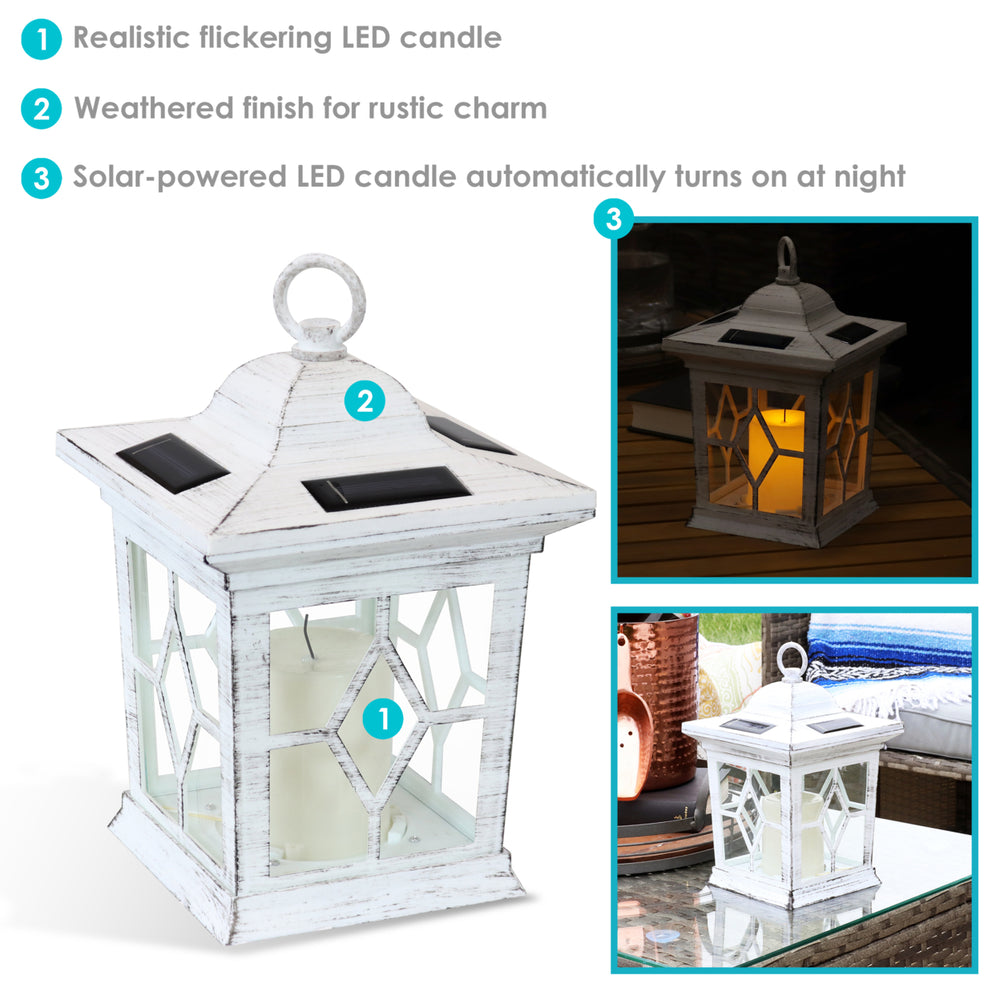 Sunnydaze Lucien Outdoor Solar Candle Lantern - 9 in - White - Set of 4 Image 2