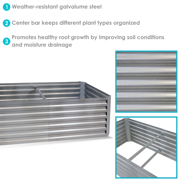 Sunnydaze Galvalume Steel Rectangle Raised Garden Bed - Silver - 71 in Image 2