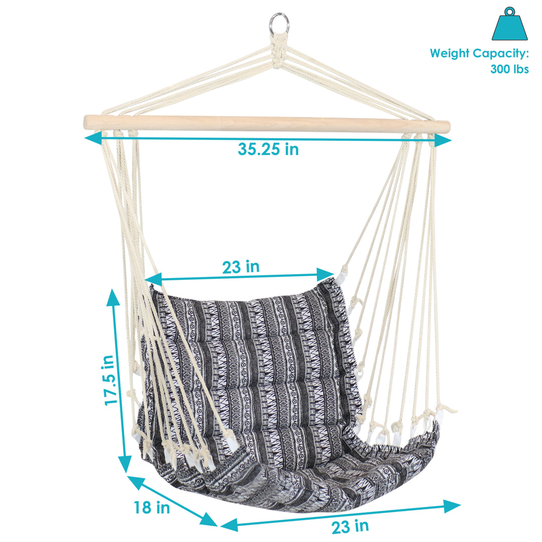 Sunnydaze Polycotton Padded Hammock Chair with Spreader Bar - Boho Print Image 3