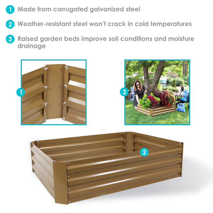 Sunnydaze Galvanized Steel Rectangle Raised Garden Bed - 47 in - Brown Image 2