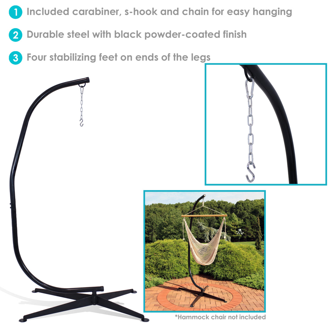 Sunnydaze Powder-Coated Steel Hammock Chair C-Stand - Black - 84 in Image 4