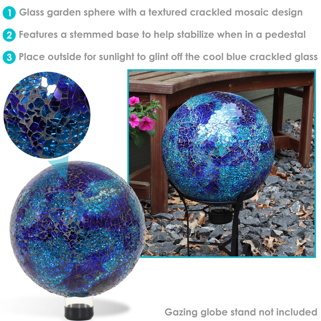 Sunnydaze Deep Ocean Swirl Crackled Glass Gazing Globe - 10 in Image 2