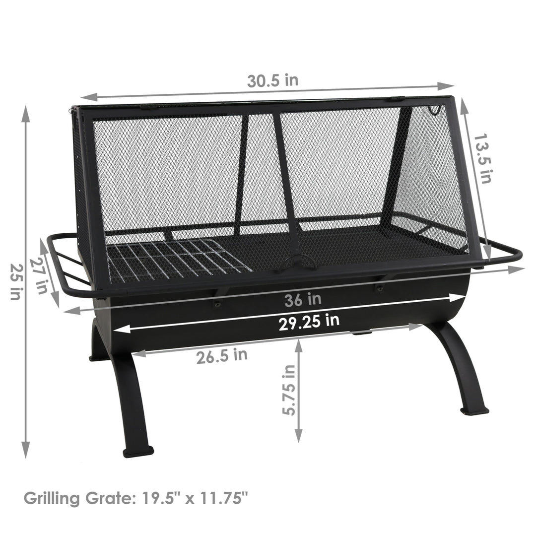 Sunnydaze 36 in Northland Grill Outdoor Fire Pit with Spark Screen Image 3