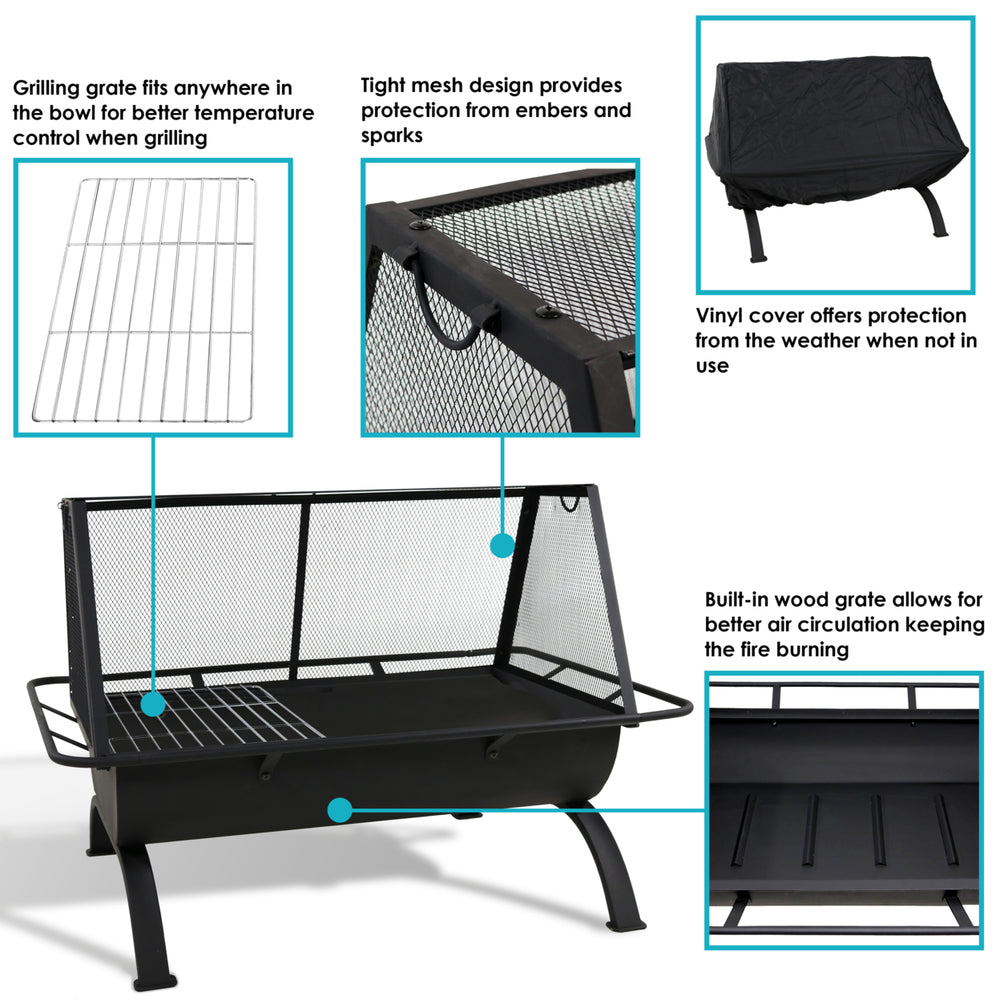 Sunnydaze 36 in Northland Grill Outdoor Fire Pit with Spark Screen Image 2