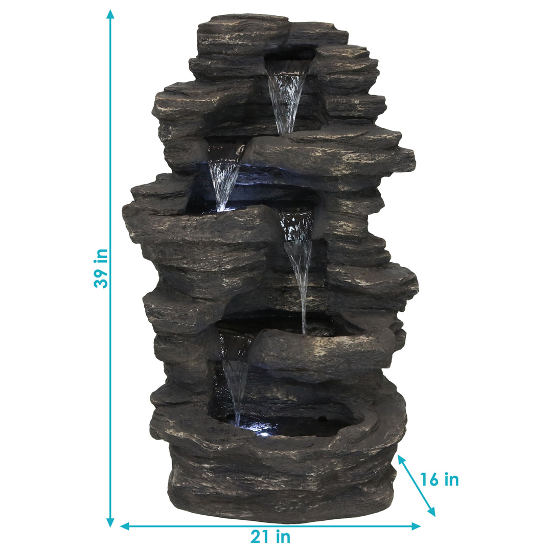 Sunnydaze Rock Falls Electric Waterfall Fountain with LED Lights - 39 in Image 3