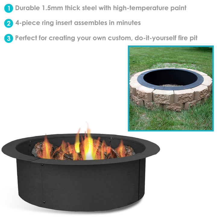 Sunnydaze 27 in Heavy-Duty Steel Above/In-Ground Fire Pit Ring Liner Image 2