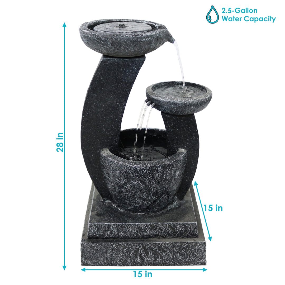 Sunnydaze Modern Cascading Bowls Solar Water Fountain with Battery - 28 in Image 3