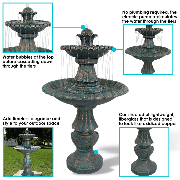 Sunnydaze Nouveau Tiered Polyresin Outdoor 2-Tier Water Fountain Image 2