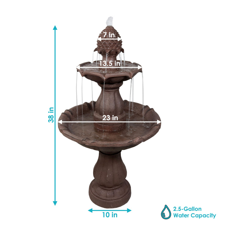 Sunnydaze Curved Plinth Polyresin Outdoor 2-Tier Water Fountain Image 3