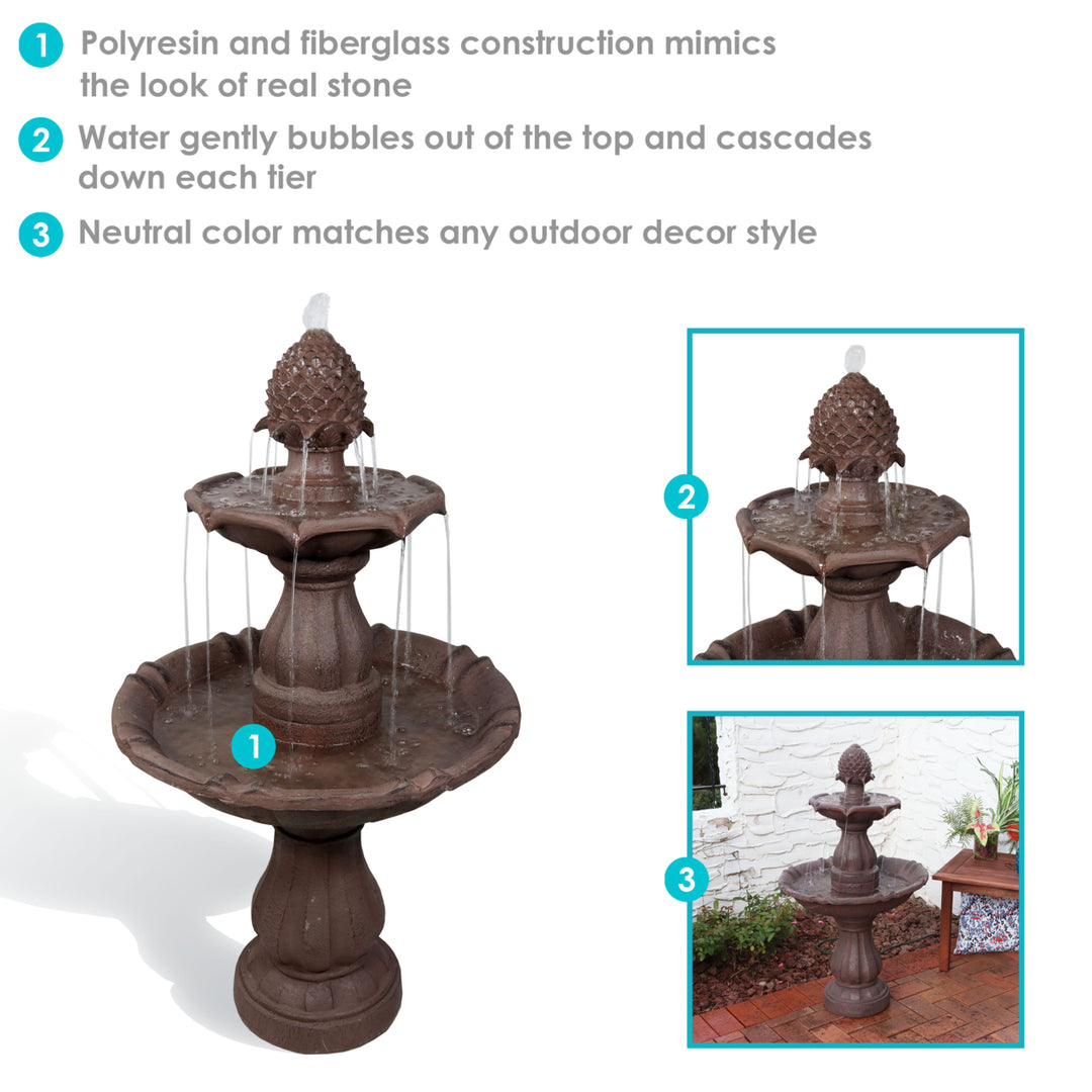 Sunnydaze Curved Plinth Polyresin Outdoor 2-Tier Water Fountain Image 2