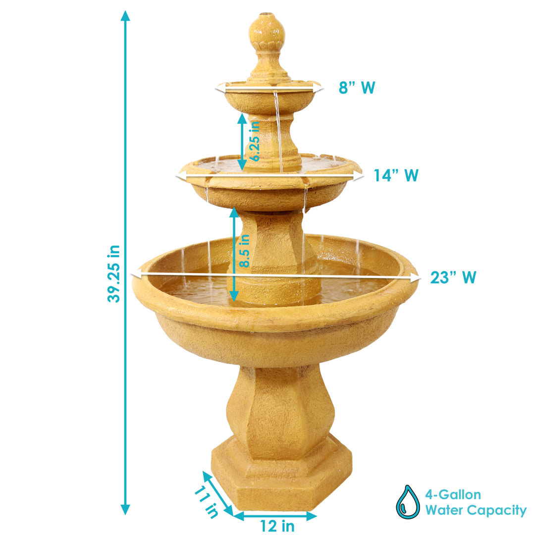 Sunnydaze Tropical Resin Outdoor 3-Tier Electric Water Fountain Image 3