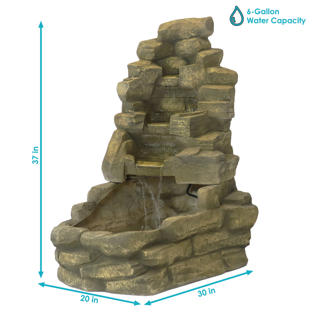 Sunnydaze Fiberglass Electric Outdoor Stone Waterfall Fountain - 37 in Image 3