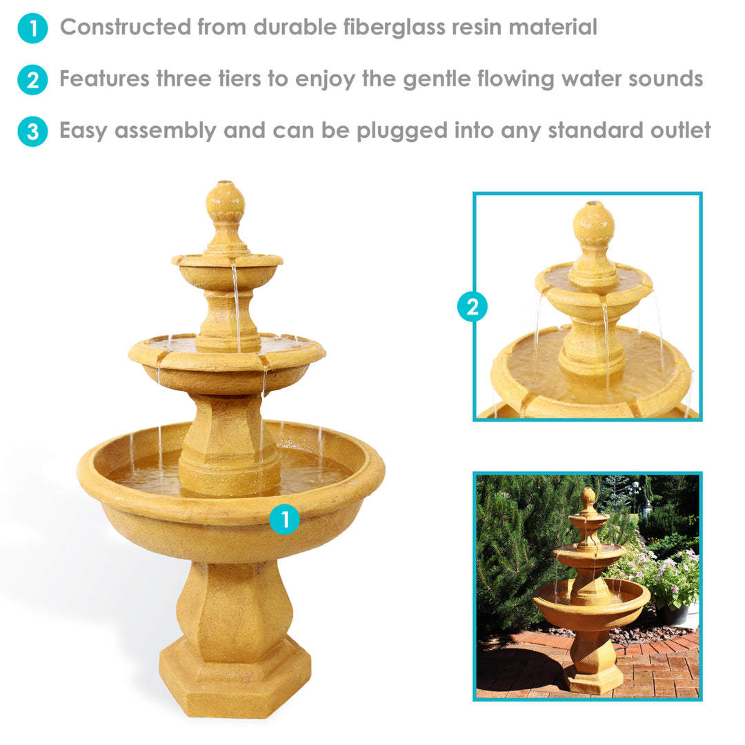 Sunnydaze Tropical Resin Outdoor 3-Tier Electric Water Fountain Image 2