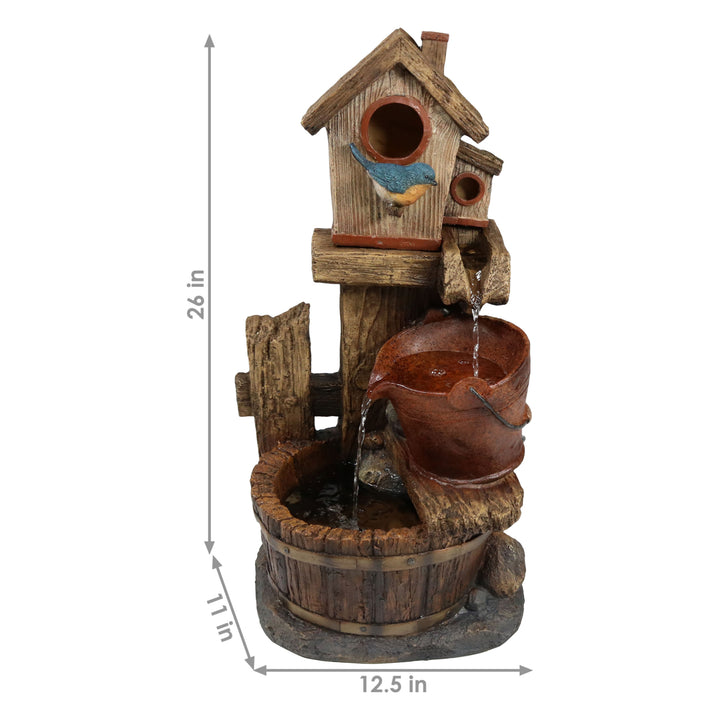 Sunnydaze Bluebird House/Buckets Outdoor Garden Water Fountain - 26 in Image 3