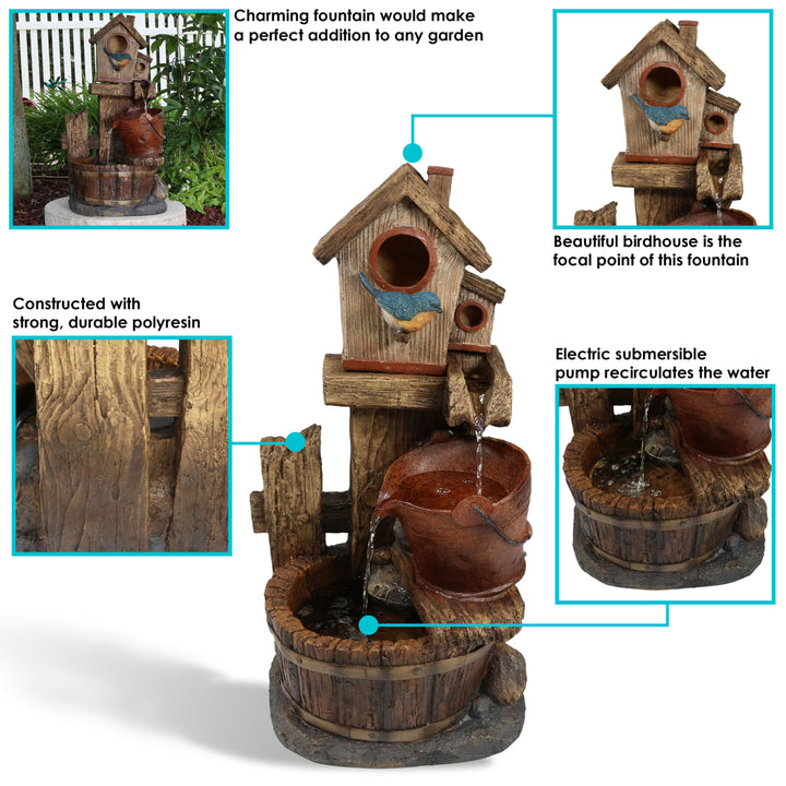 Sunnydaze Bluebird House/Buckets Outdoor Garden Water Fountain - 26 in Image 4