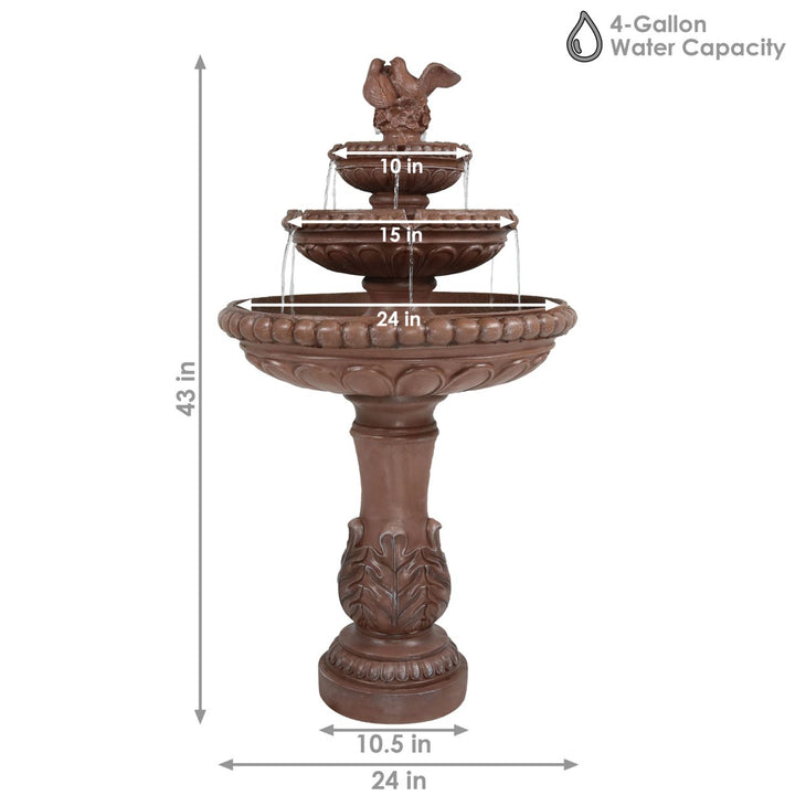 Sunnydaze Dove Pair Resin Outdoor 3-Tier Water Fountain Image 3