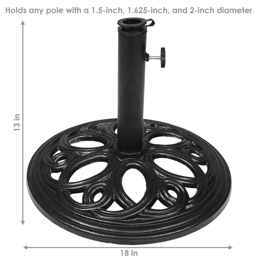 Sunnydaze 18 in Decorative Cast Iron Round Patio Umbrella Base - Black Image 3