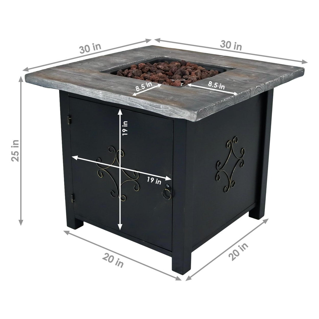 Sunnydaze 30 in Square MGO Propane Gas Fire Pit Table with Lava Rocks Image 3