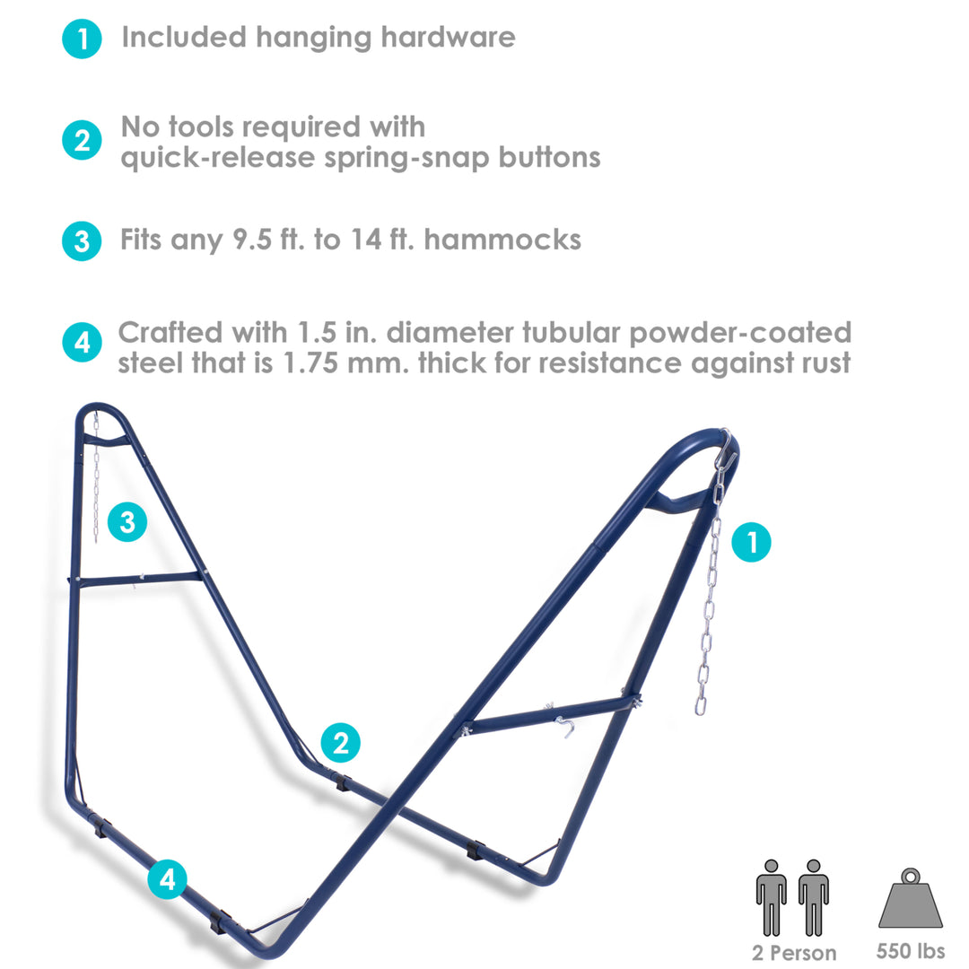 Sunnydaze Powder-Coated Steel Universal Hammock Stand - Blue - 124 in Image 2