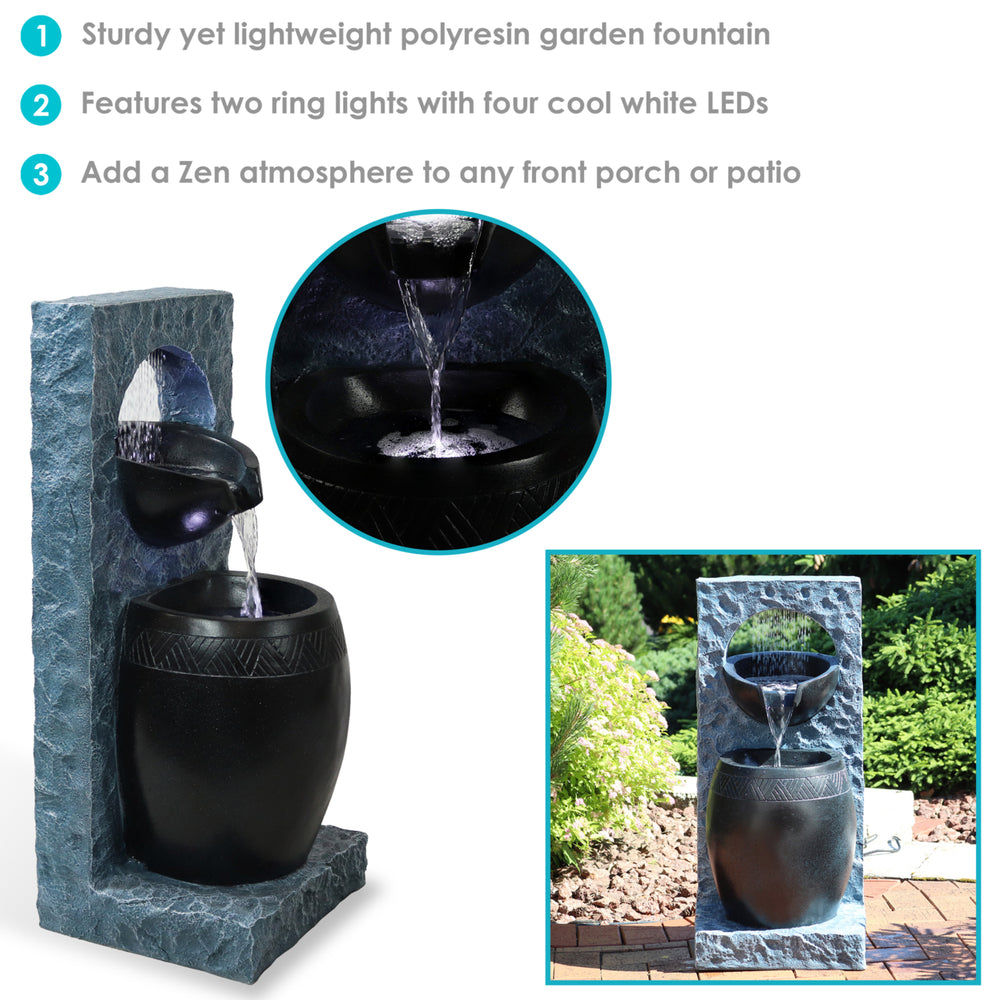 Sunnydaze Peaceful Rain Outdoor Water Fountain with LED Lights - 31.25 in Image 2