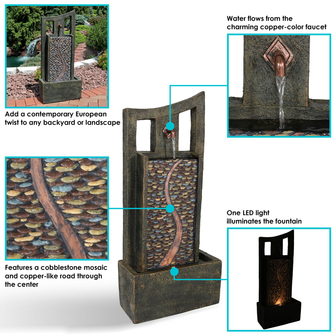 Sunnydaze Modern Road Outdoor Garden Water Fountain with LED Lights - 39 in Image 2