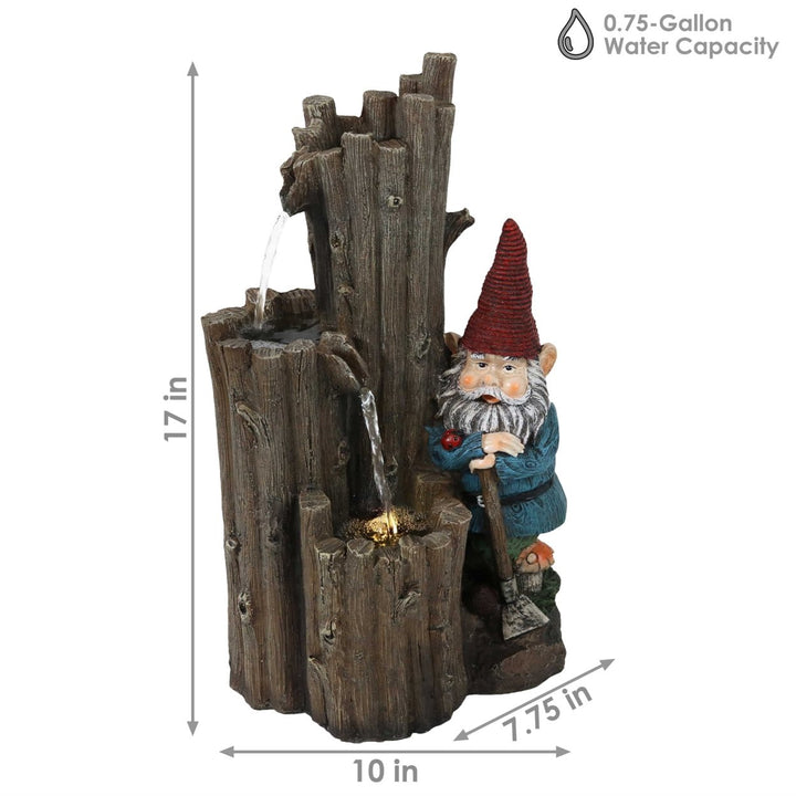 Sunnydaze Resting Gnome Outdoor Water Fountain with LED Lights - 17 in Image 2