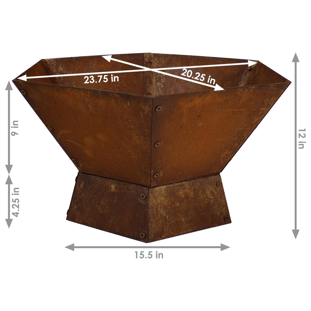 Sunnydaze 23 in Rustic Affinity Steel Fire Pit with Pedestal Stand Image 3