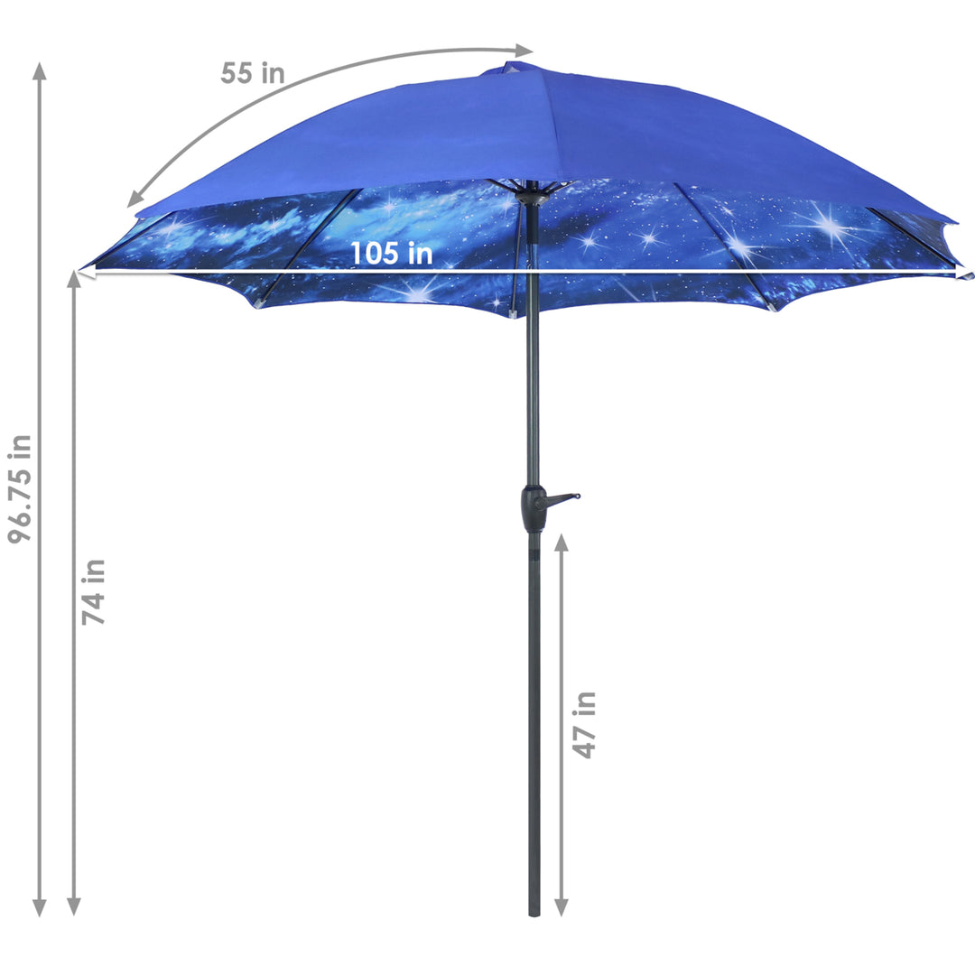 Sunnydaze 9 ft Aluminum Patio Umbrella with Tilt and Crank - Starry Galaxy Image 3