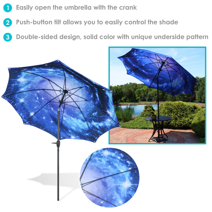 Sunnydaze 9 ft Aluminum Patio Umbrella with Tilt and Crank - Starry Galaxy Image 4