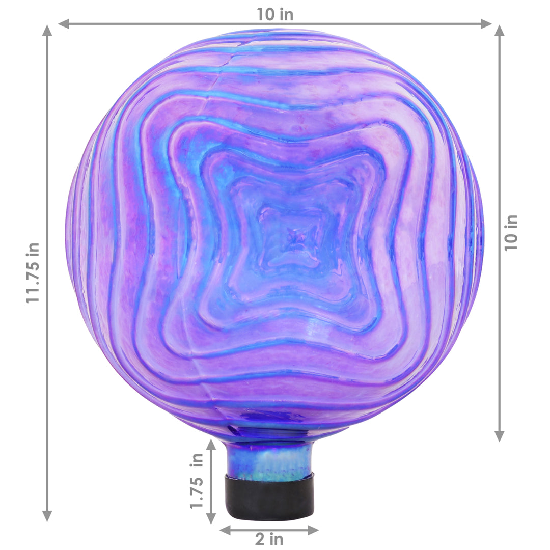 Sunnydaze Blue Peaceful Waves Rippled Glass Gazing Globe - 10 in Image 3