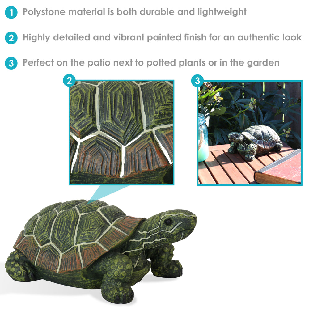 Sunnydaze Terrance the Tortoise Indoor and Outdoor Statue - 9 in - Set of 2 Image 2