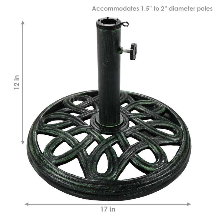 Sunnydaze 17 in Lattice Cast Iron Round Patio Umbrella Base - Black Image 3