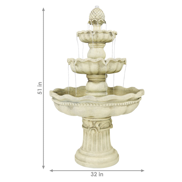 Sunnydaze Pineapple Fiberglass Outdoor 3-Tier Water Fountain Image 4