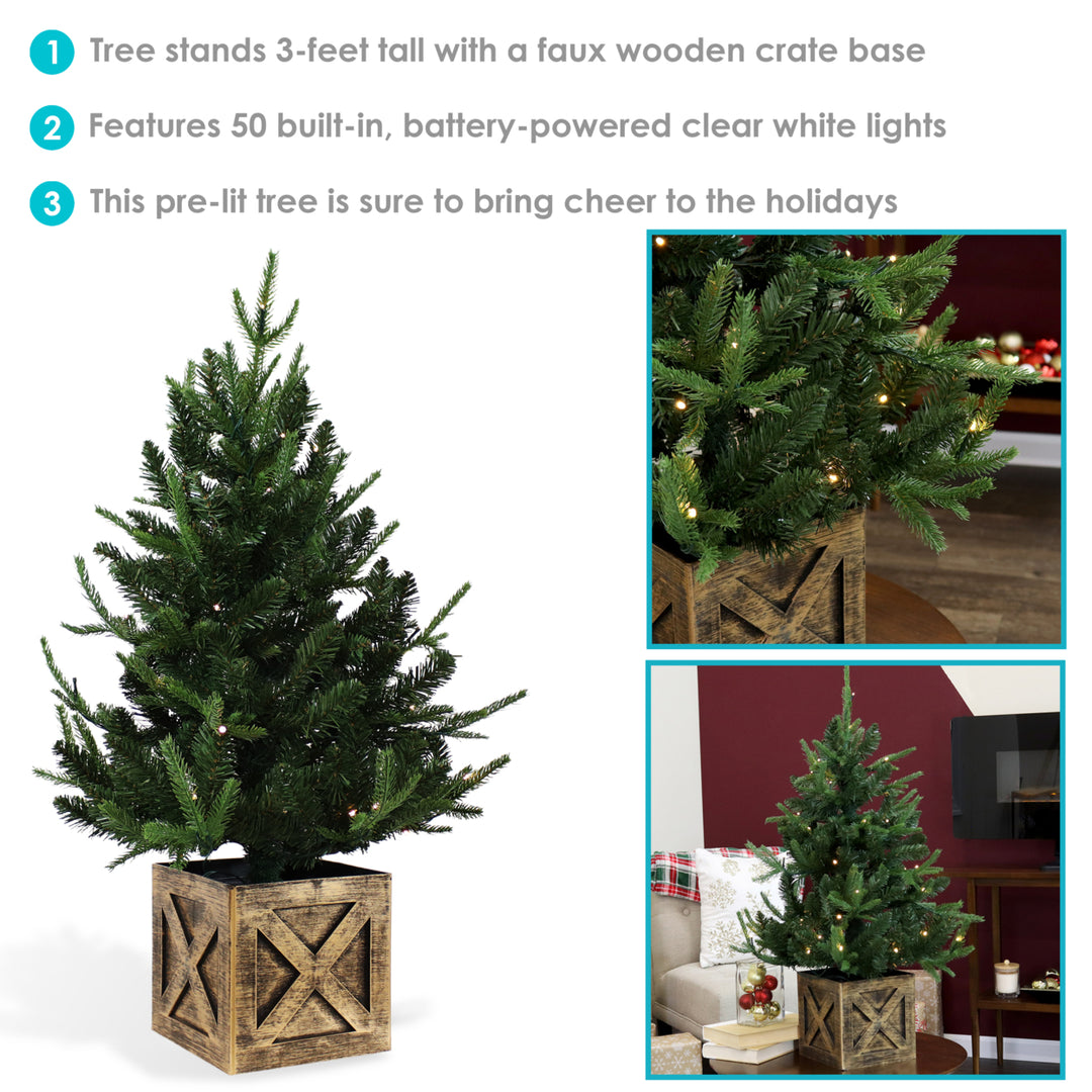 Sunnydaze Farmhouse Indoor Pre-Lit Artificial Christmas Tree - 3 ft Image 2