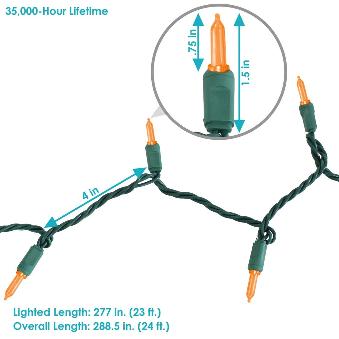 Sunnydaze 70 Ct Holiday Outdoor LED String Lights - Orange - 23 ft Image 2