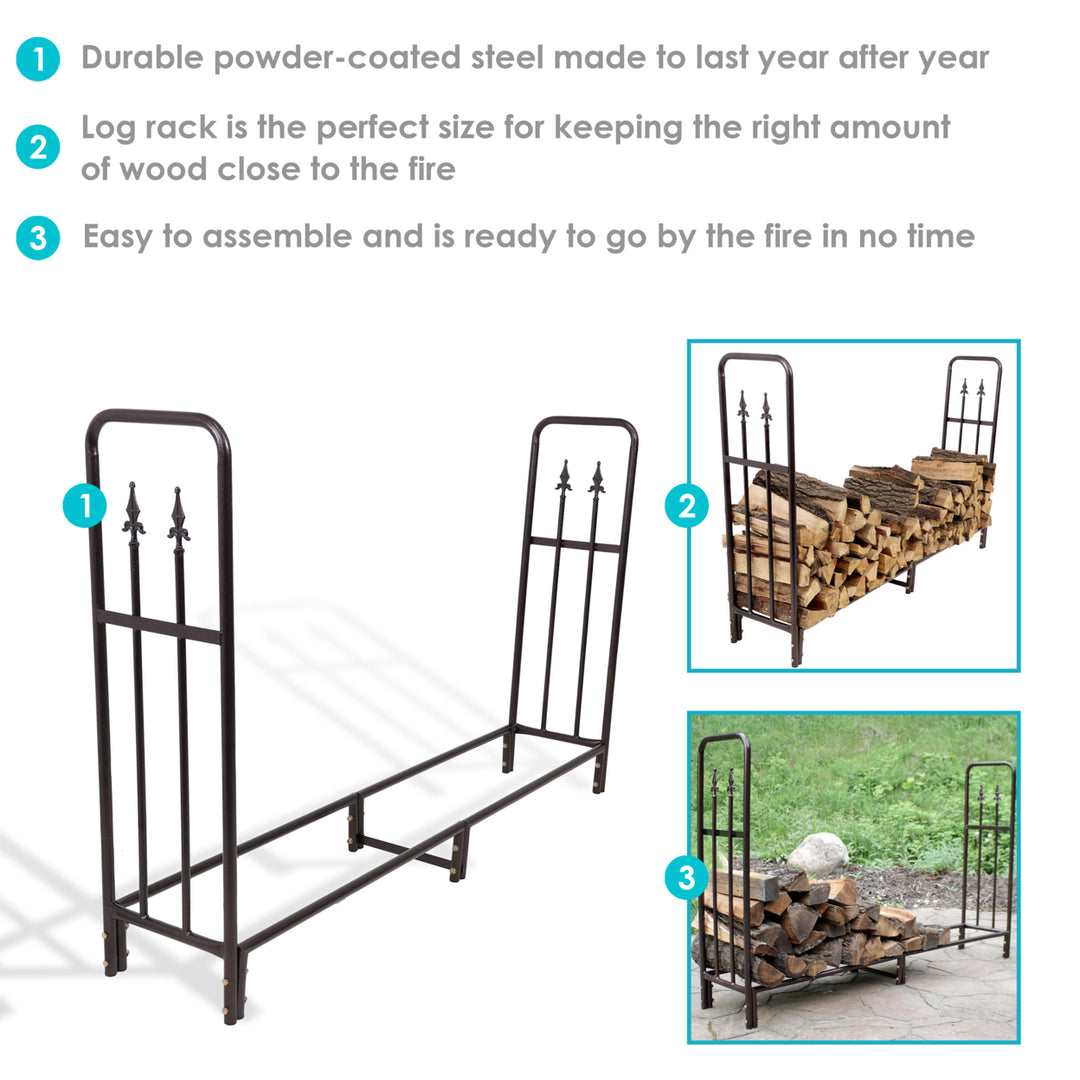 Sunnydaze 6 ft Decorative Steel Firewood Log Rack - Bronze Image 2