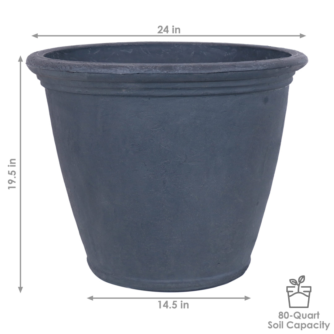 Sunnydaze 24 in Anjelica Unbreakable Polyresin Planter - Slate Finish Image 3